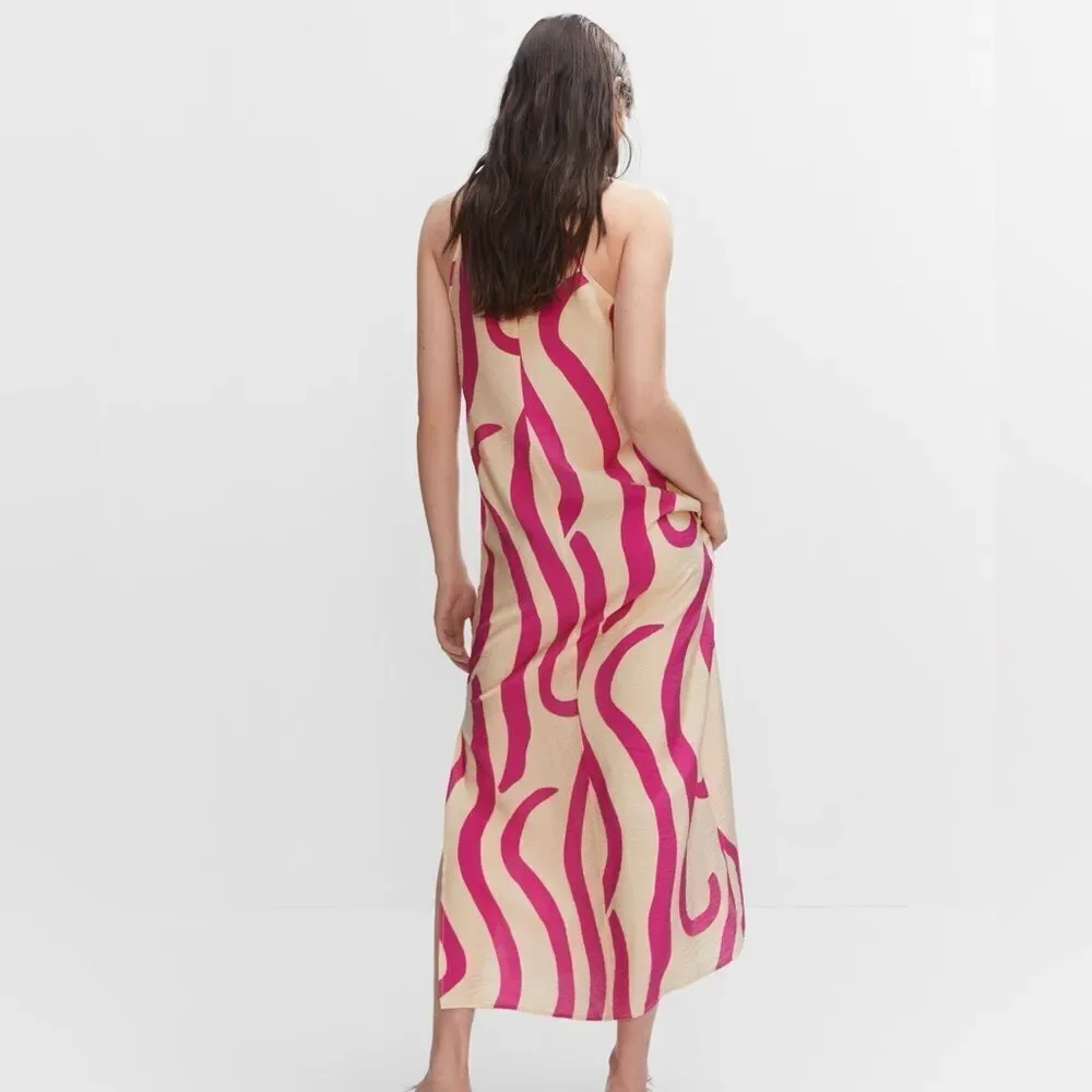 Mango blogger favorite printed halter neck flowy dress